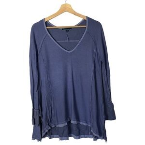 Shore Clothing Purple Waffle Thermal Knit V-Neck Swing Long Sleeve XS
